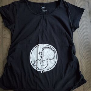 Large Maternity Rocker Baby Black Tee